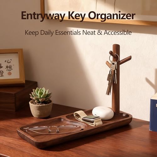 Solid Black Walnut Wooden Key Tray, Key Bowl - Image 2