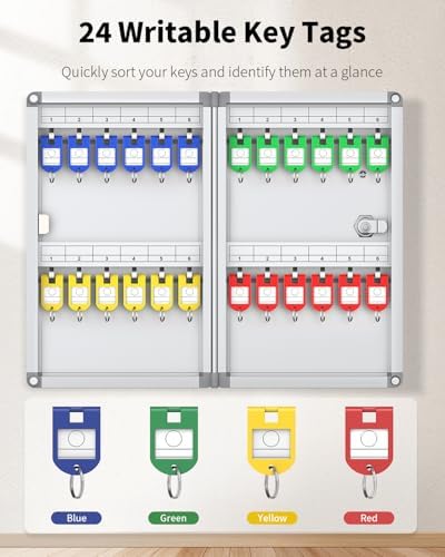 Uniclife 24-Key Security Lock Box, Wall Mount Key Cabinet - Image 3