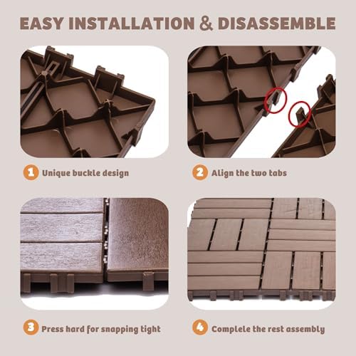 Deck Tiles, 61.60 Sq.Ft Plastic Flooring Tile - Image 4