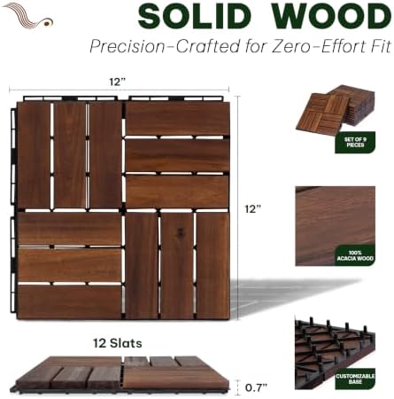 Acacia Interlocking Deck Tiles, 12 Slats - Image 2