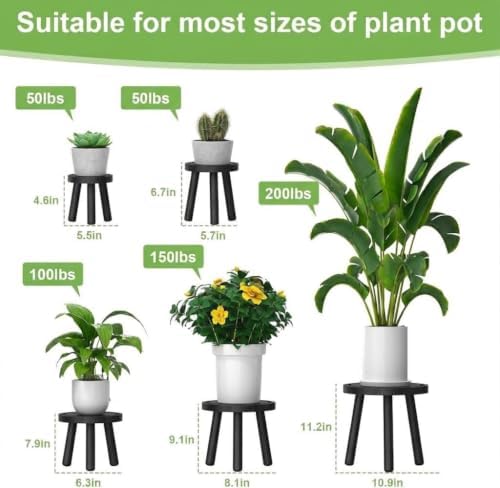 Wood Plant Stands Indoor, 16.7" Tall Plant Stand Outdoor Mid-Century Plant Stool - Image 2