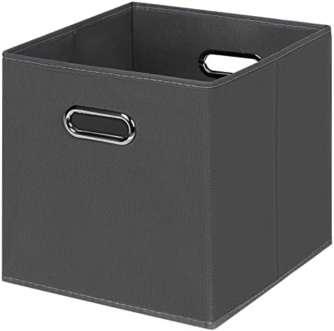 Black Foldable Storage Cubes Bins, Fabric Storage Box Cubes Organizer Baskets by HEAYEEG
