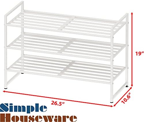 Simple Houseware 3-Tier Stackable Metal Panel Shoe Rack - Image 3