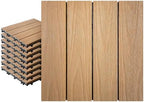9PCS Teak 12"x12" WPC Composite Deck Tiles, Snap Together Interlocking Flooring by VESTARODOR