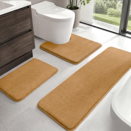 HUXMEYSON Bathroom Rugs Sets 3 Piece, Non-Slip & Quick Dry Bath Mat Set by HUXMEYSON