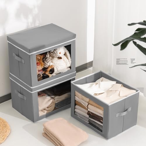 Homsorout Storage Bins with Lids, 4 Pack Large Storage Cubes with Window - Image 4