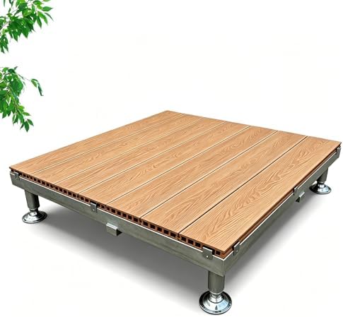 Outdoor Raised Platform Deck For Yard, Modular Interlocking Decking Tiles by ESOYAWE