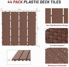 44 Pack Interlocking Deck Tiles, Plastic Patio Flooring（Stripe） - Image 2
