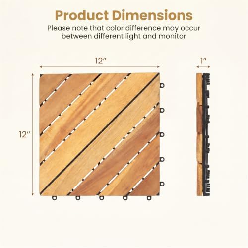 Goplus 48-Pack Acacia Wood Interlocking Deck Tiles - Image 6