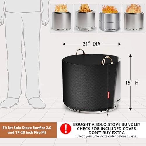 QH.HOME for Solo Stove Bonfire 19" 100% Waterproof Smokeless Fire Pit Cover - Image 2