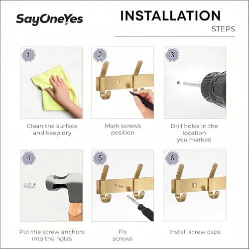 Brushed Gold Wall Mounted Coat Rack – 17 Inch Stainless Steel Rail - Image 7