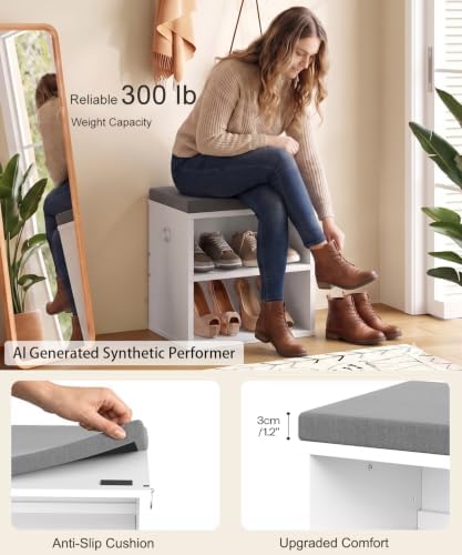 HOOBRO Shoe Storage Bench with Cushion, Entryway Bench - Image 4