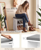 HOOBRO Shoe Storage Bench with Cushion, Entryway Bench - Image 4