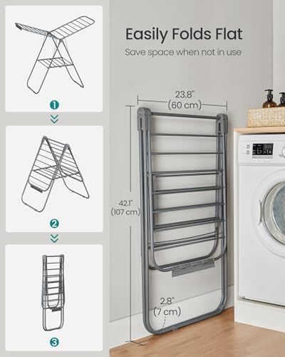 SONGMICS Clothes Drying Rack, Foldable Space-Saving Laundry Drying Rack - Image 6