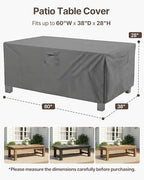 Vailge Outdoor Table Cover Rectangular, Patio Furniture Covers Waterproof - Image 2