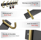 Coat Rack Wall Mount – Black and Gold Hook Rail - Image 3