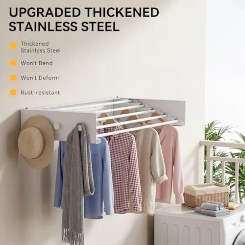 Foldable Wall Mounted Drying Rack, 31.5" Clothes Drying Rack - Image 6