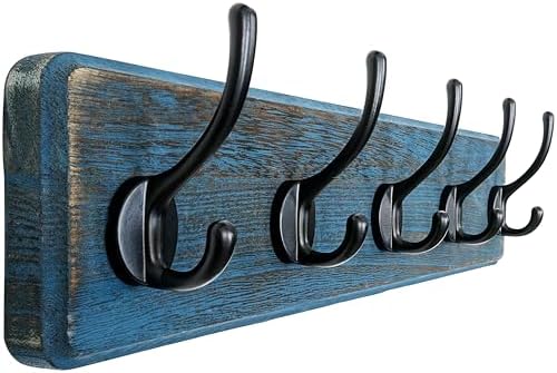 Dseap Coat Rack Wall: Patented, Heavy-Duty, 5-Double-Hooks Wooden Wall Mounted by Dseap