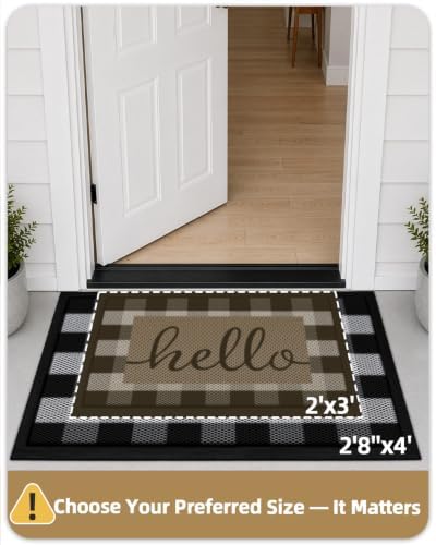 Color&Geometry Outdoor Door Mat 32"x48", Buffalo Plaid Hello - Image 2