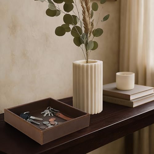 HofferRuffer Faux Leather Vanity Tray, Elegant Desktop Storage Organizer - Image 4