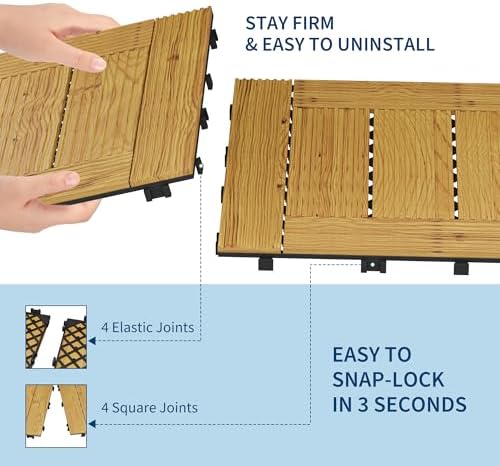 Garvee 33 PCS Solid Acacia Wood Composite Deck Tiles - Image 5