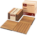 Acacia Interlocking Deck Tiles, 6 Slats, Honey Oak by VICTORYRELAX