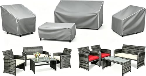STARTWO Outdoor Furniture Cover 4 Piece Set, Regular 420D by STARTWO