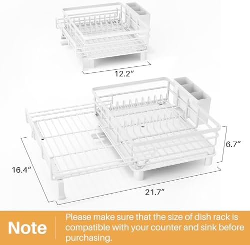 Expandable Dish Drying Rack for Kitchen Counter, Stainless Steel - Image 2