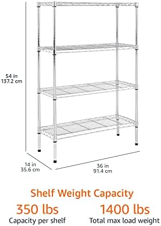 Amazon Basics 4-Shelf Adjustable Heavy Duty Steel Wire Rack Storage Shelving - Image 5
