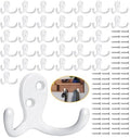 Homanu 34 Pack White Coat Hooks Wall Mounted Double Prong by Homanu