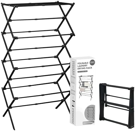 ZOES HOMEWARE 4-Tier Clothes Drying Rack, 4ft High Foldable Drying Rack Clothing by ZOESHOMEWARE