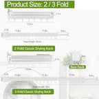 Kelisiting Foldable Clothes Drying Rack, 2 Fold Laundry Drying Rack Wall Mount - Image 2
