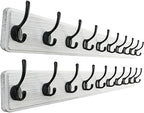 SKOLOO Rustic Wall Mounted Coat Rack, 10 Hooks, Solid Wood by SKOLOO