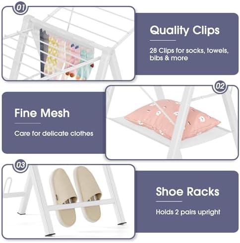 APEXCHASER Clothes Drying Rack, 67.7" L Height Adjustable - Image 4