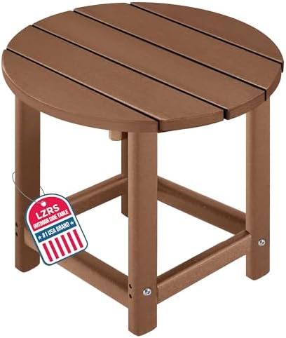 LZRS Round Adirondack Patio Side Table End Table, Outdoor Side Tables by LZRSPET