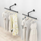 Industrial Pipe Clothes Rack Floating DIY Wall Mounted, Heavy Duty Rustic - Image 2