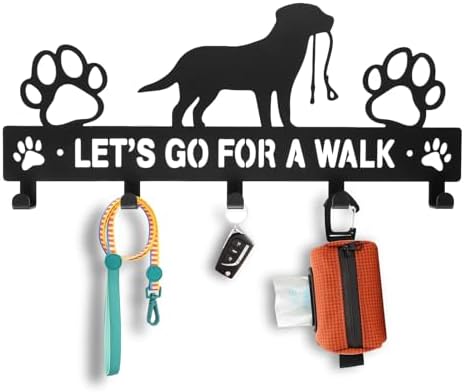 Dog Leash Holder for Wall, 5 Hooks, Iron Dog Leash Hanger, 11 Inch by Unknown