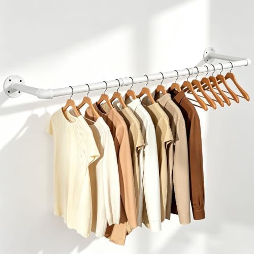 Industrial Iron Pipe Clothes Hanging Bar DIY Wall-Mounted Garment Rack Heavy - Image 7
