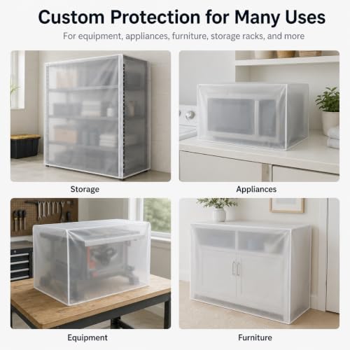Custom Frosted PVC Dust Cover, Made to Size, Zipper Drawstring - Image 5