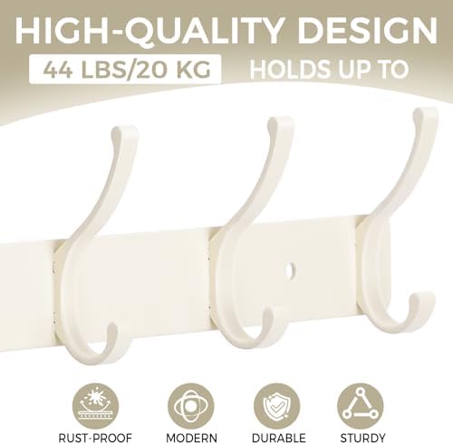 Dntorx Coat Rack Wall Mount, 2 Pack White Coat Hooks Hanger Wall - Image 3
