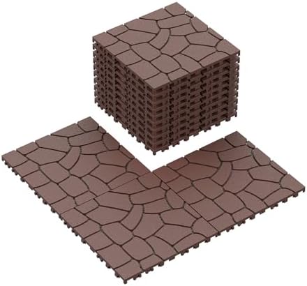 44 Pack Interlocking Deck Tiles, All-Weather Outdoor Deck Tiles by Unknown