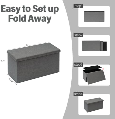 PINPLUS Folding Storage Ottoman Bench - Image 3
