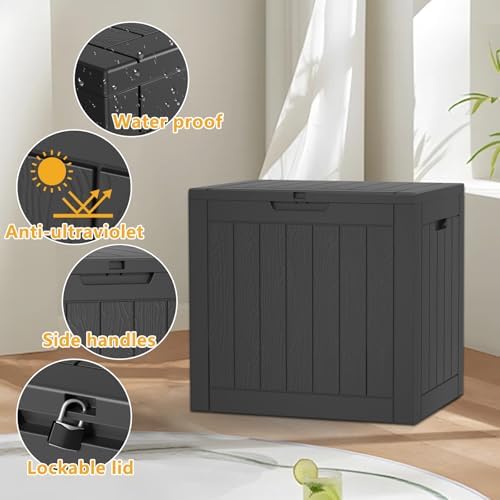 30 Gal Outdoor Storage Box Waterproof Lockable Deck Box Black - Image 3