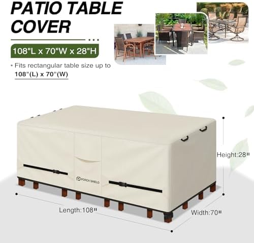 Porch Shield Waterproof Rectangular Patio Table Cover 108 x 70 inch - Image 2