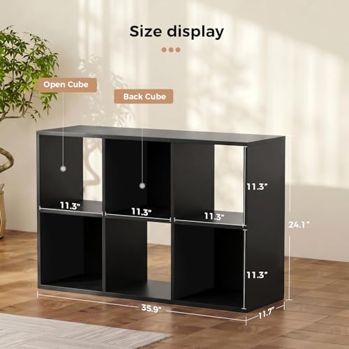 LUCKLIFE 6-Cube Storage Organizer, Modular Bookcase Shelf - Image 2