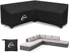 Kipiea Patio V-Shaped Sectional Sofa Cover, 420D Heavy-Duty Oxford Fabric by Kipiea