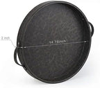HofferRuffer Top Nocth PU Leather Round Serving Tray, Decorative Serving Tray - Image 5