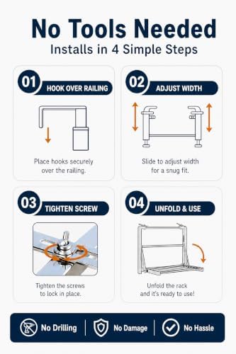 Balcony Portable Clothes Drying Rack, No Drill//Multipurpose//Space Saving - Image 3