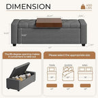 Storage Ottoman Bench with Tray, Large Entryway Ottoman with Storage, - Image 2