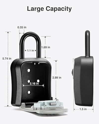 Puroma Key Lock Box Outdoor 4 Digit Code Combination Lockbox House, 4 Gray - Image 6